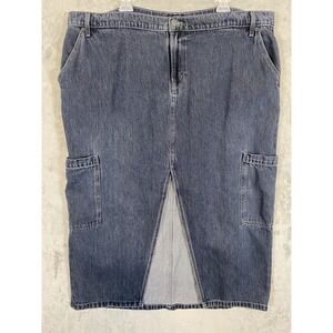 Old Navy Denim Skirt Women 20 Blue Mid Rise Column Pockets Stretch Grunge Casual